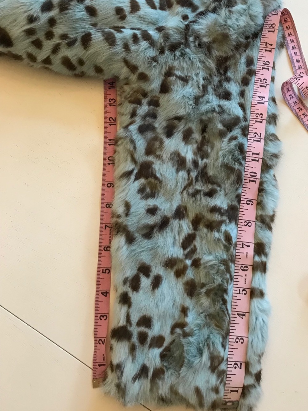 Y2K MAJOR STATEMENT REVUE SEAFOAM & CHOCOLATE BROWN SPOT CROP RABBIT FUR - Picture 11 of 13